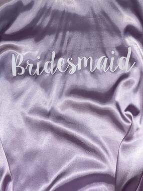 Kimono Robe Size S/M Satin Wrap Tie Belt Lightweight “Bridesmaid” Pastel Purple